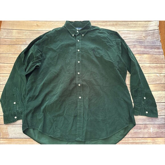 Ralph Lauren Mens Corduroy Blake Shirt XXL Green Button Down Classic Fit Vintage - Picture 1 of 8